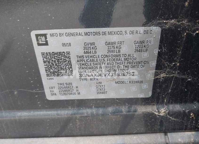 Photo 9 of 2018 Chevrolet Equinox LT (VIN 3GNAXJEVXJS638753)