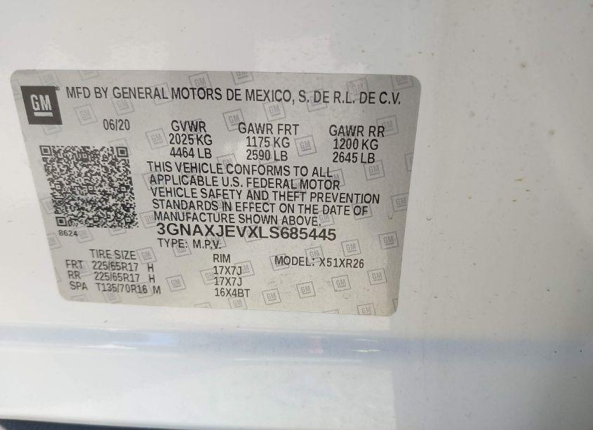 Photo 9 of 2020 Chevrolet Equinox FWD 2FL (VIN 3GNAXJEVXLS685445)