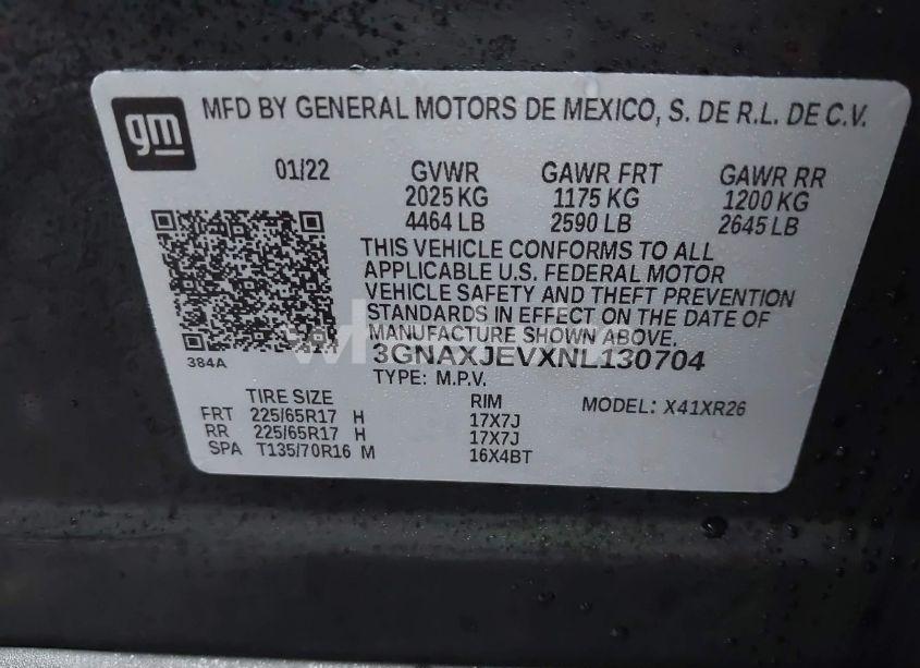Photo 9 of 2022 Chevrolet Equinox FWD 2FL (VIN 3GNAXJEVXNL130704)