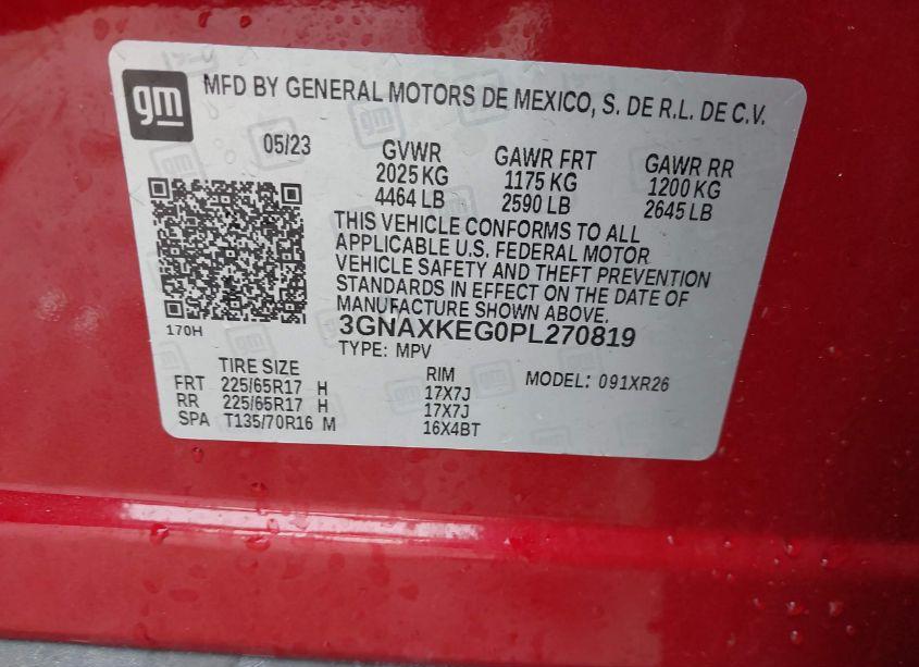 Photo 9 of 2023 Chevrolet Equinox FWD LT (VIN 3GNAXKEG0PL270819)