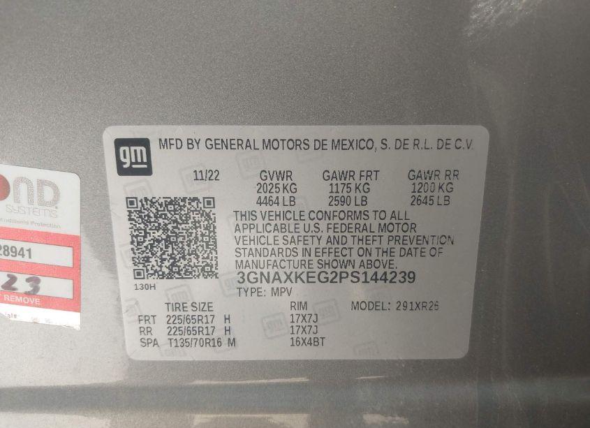 Photo 9 of 2023 Chevrolet Equinox FWD LT (VIN 3GNAXKEG2PS144239)