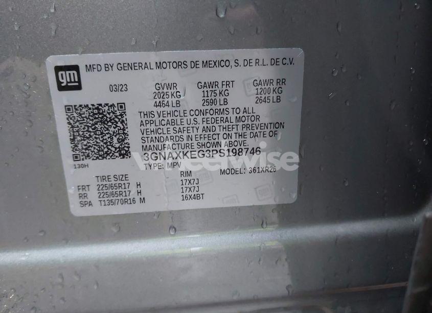 Photo 9 of 2023 Chevrolet Equinox FWD LT (VIN 3GNAXKEG3PS198746)