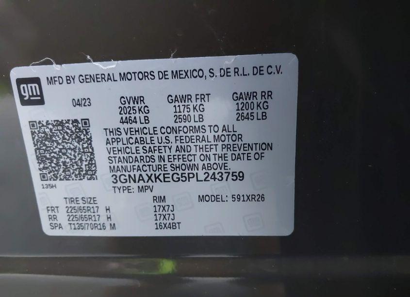 Photo 9 of 2023 Chevrolet Equinox FWD LT (VIN 3GNAXKEG5PL243759)