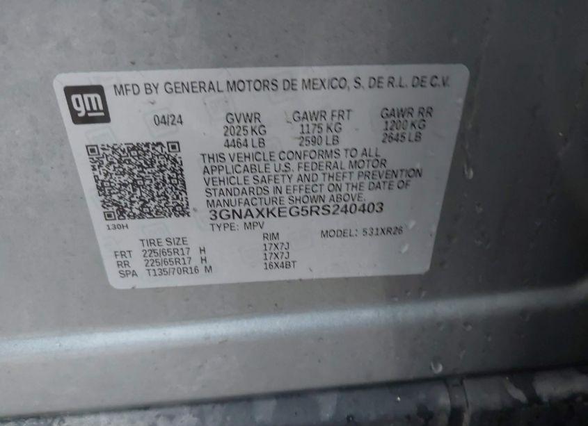 Photo 9 of 2024 Chevrolet Equinox FWD LT (VIN 3GNAXKEG5RS240403)