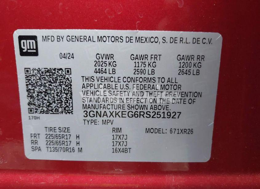 Photo 9 of 2024 Chevrolet Equinox FWD LT (VIN 3GNAXKEG6RS251927)