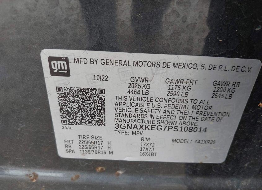 Photo 9 of 2023 Chevrolet Equinox FWD LT (VIN 3GNAXKEG7PS108014)