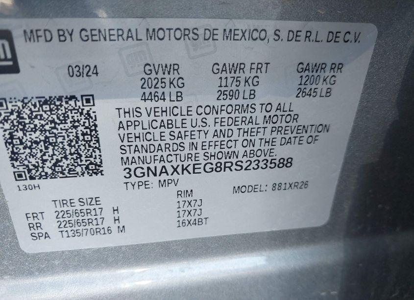 Photo 9 of 2024 Chevrolet Equinox FWD LT (VIN 3GNAXKEG8RS233588)