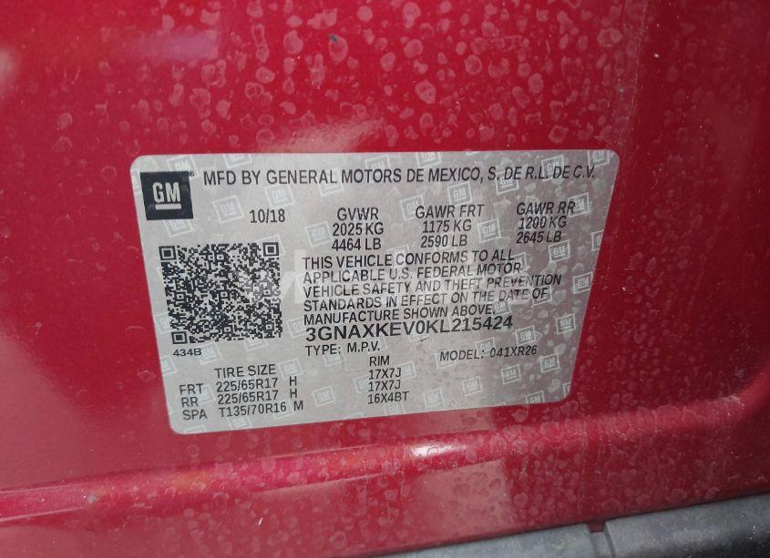 Photo 9 of 2019 Chevrolet Equinox LT (VIN 3GNAXKEV0KL215424)