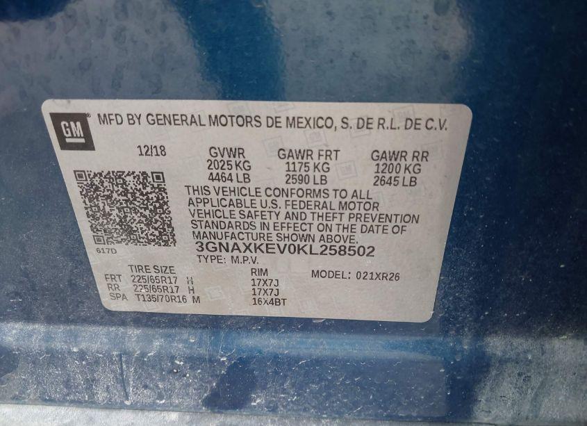 Photo 9 of 2019 Chevrolet Equinox LT (VIN 3GNAXKEV0KL258502)