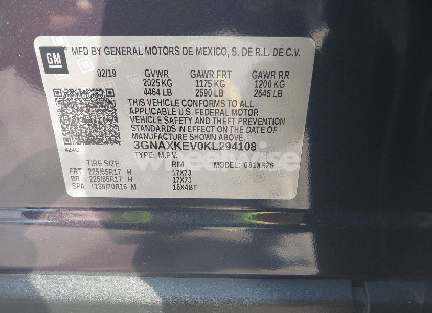 Photo 9 of 2019 Chevrolet Equinox LT (VIN 3GNAXKEV0KL294108)