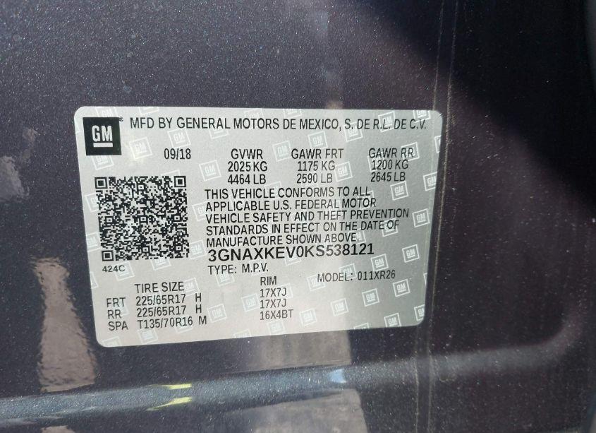 Photo 9 of 2019 Chevrolet Equinox LT (VIN 3GNAXKEV0KS538121)