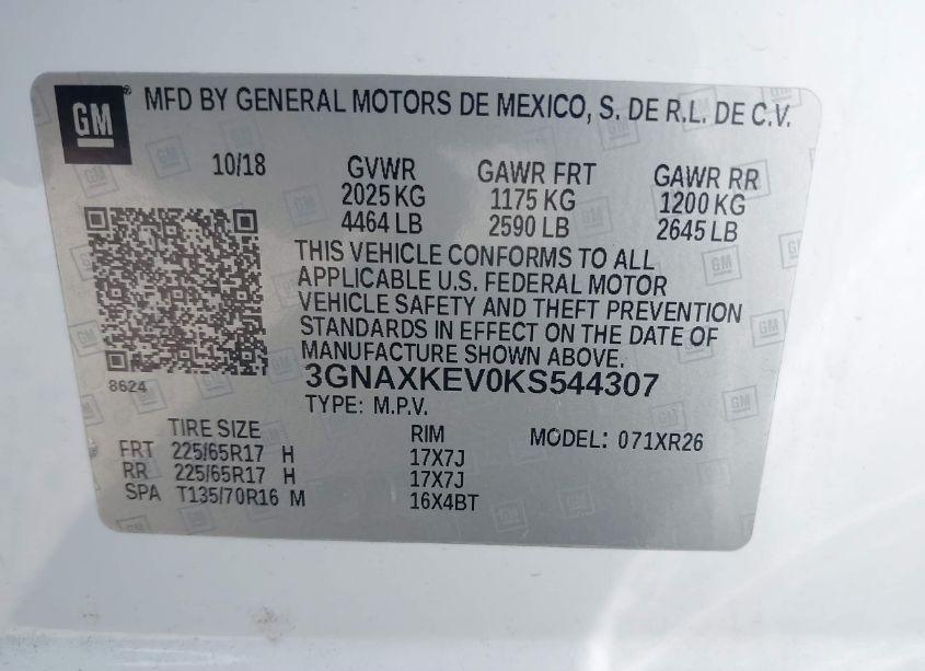 Photo 9 of 2019 Chevrolet Equinox LT (VIN 3GNAXKEV0KS544307)