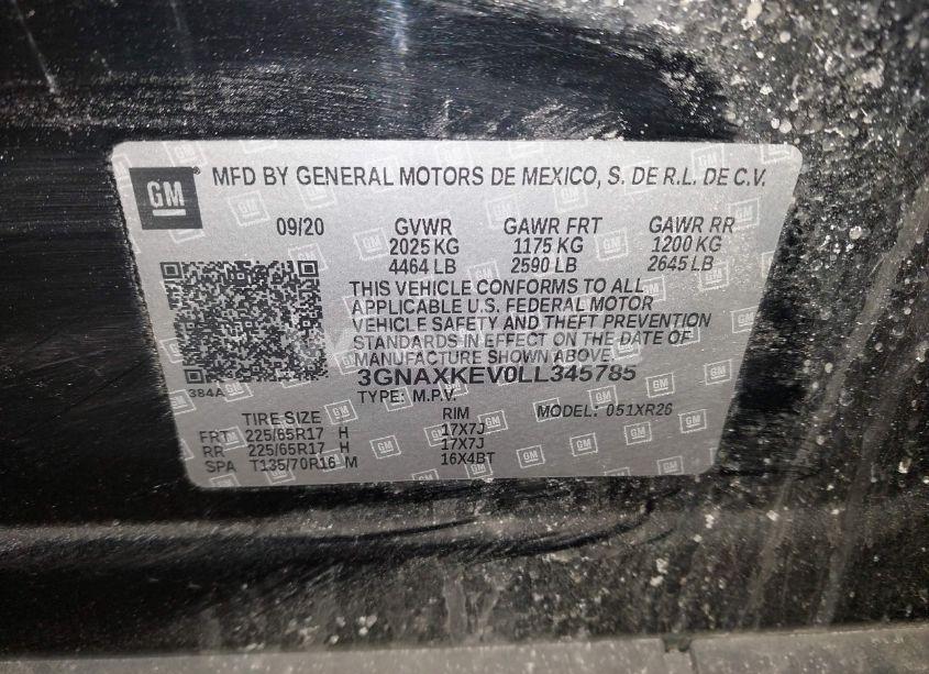 Photo 9 of 2020 Chevrolet Equinox FWD LT 1.5L TURBO (VIN 3GNAXKEV0LL345785)