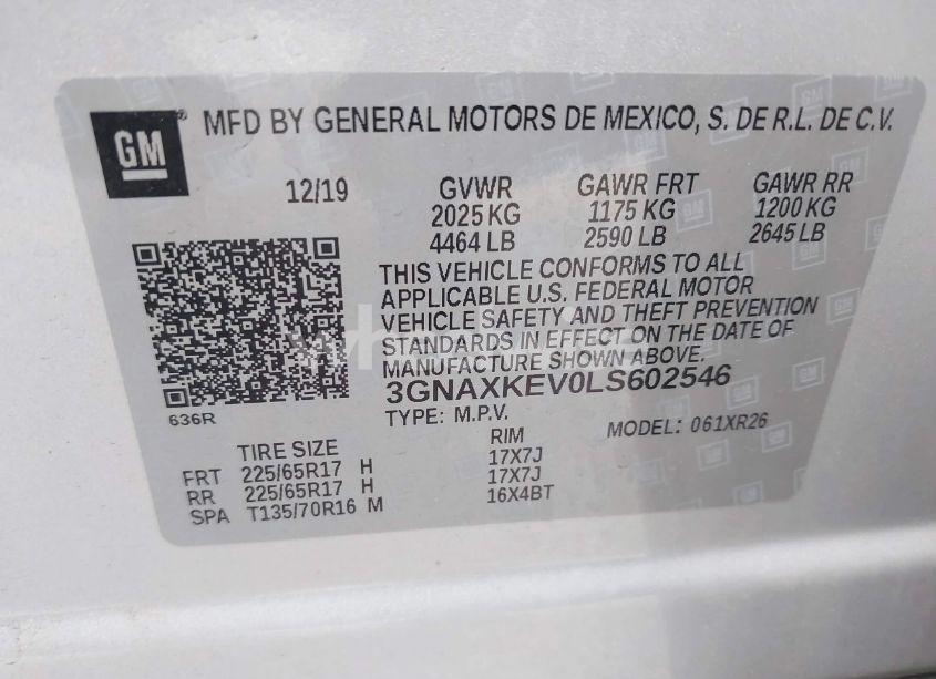 Photo 9 of 2020 Chevrolet Equinox FWD LT 1.5L TURBO (VIN 3GNAXKEV0LS602546)