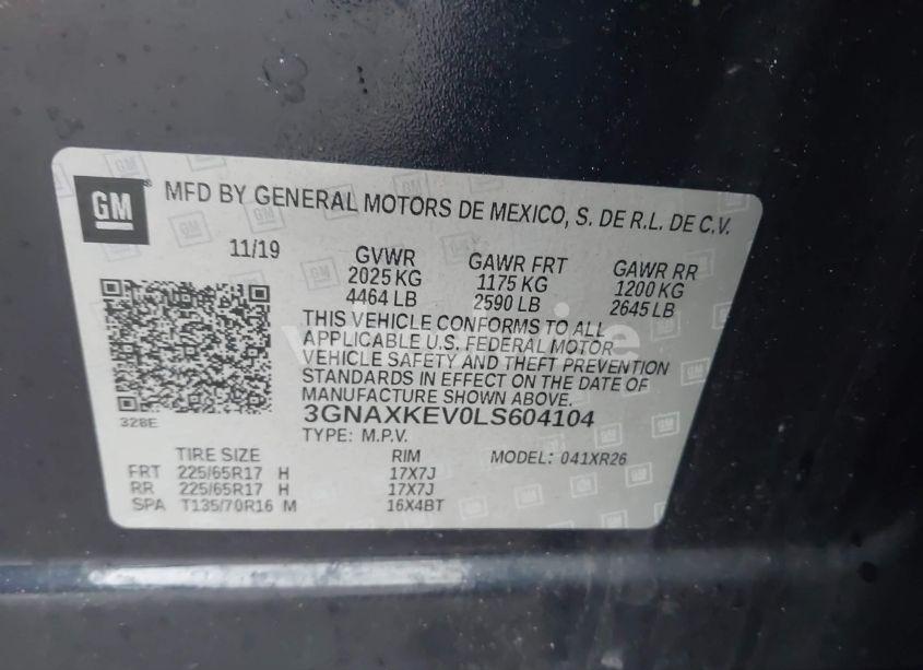 Photo 9 of 2020 Chevrolet Equinox FWD LT 1.5L TURBO (VIN 3GNAXKEV0LS604104)