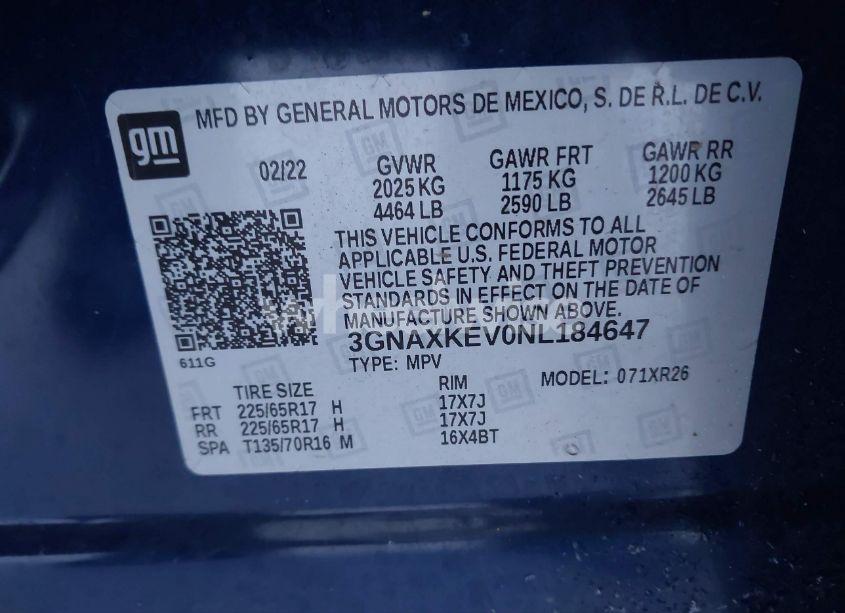 Photo 9 of 2022 Chevrolet Equinox FWD LT (VIN 3GNAXKEV0NL184647)