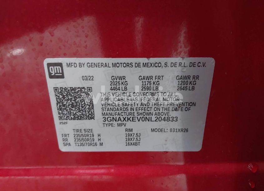 Photo 9 of 2022 Chevrolet Equinox FWD LT (VIN 3GNAXKEV0NL204833)