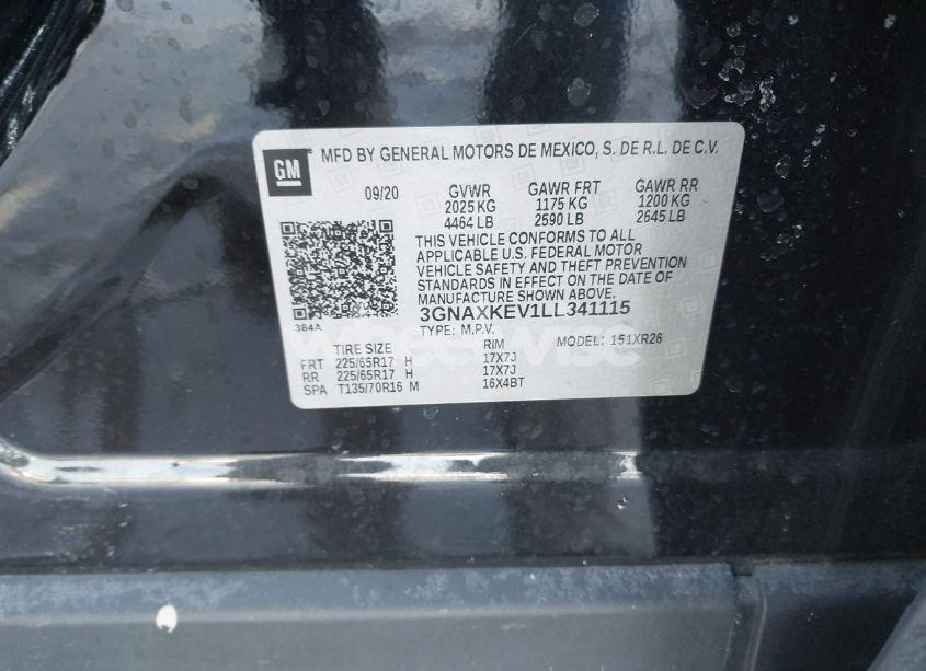 Photo 9 of 2020 Chevrolet Equinox FWD LT 1.5L TURBO (VIN 3GNAXKEV1LL341115)