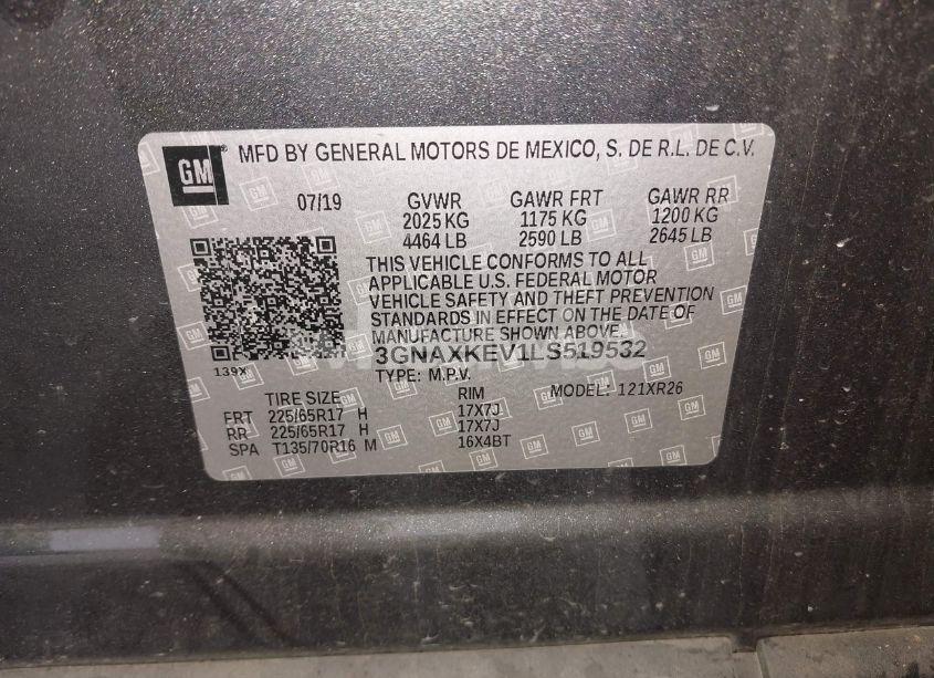 Photo 9 of 2020 Chevrolet Equinox FWD LT 1.5L TURBO (VIN 3GNAXKEV1LS519532)