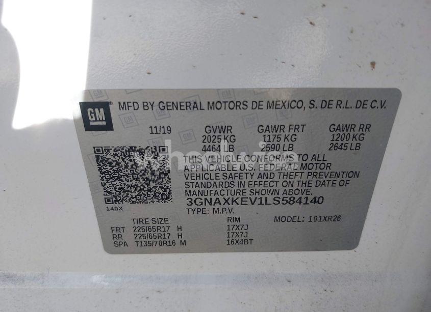 Photo 9 of 2020 Chevrolet Equinox FWD LT 1.5L TURBO (VIN 3GNAXKEV1LS584140)