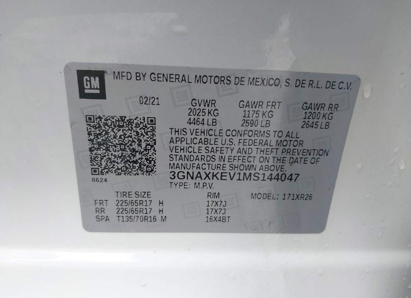 Photo 9 of 2021 Chevrolet Equinox FWD LT (VIN 3GNAXKEV1MS144047)