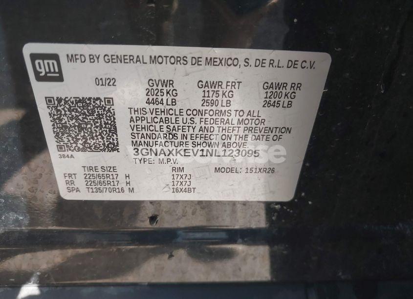 Photo 9 of 2022 Chevrolet Equinox FWD LT (VIN 3GNAXKEV1NL123095)