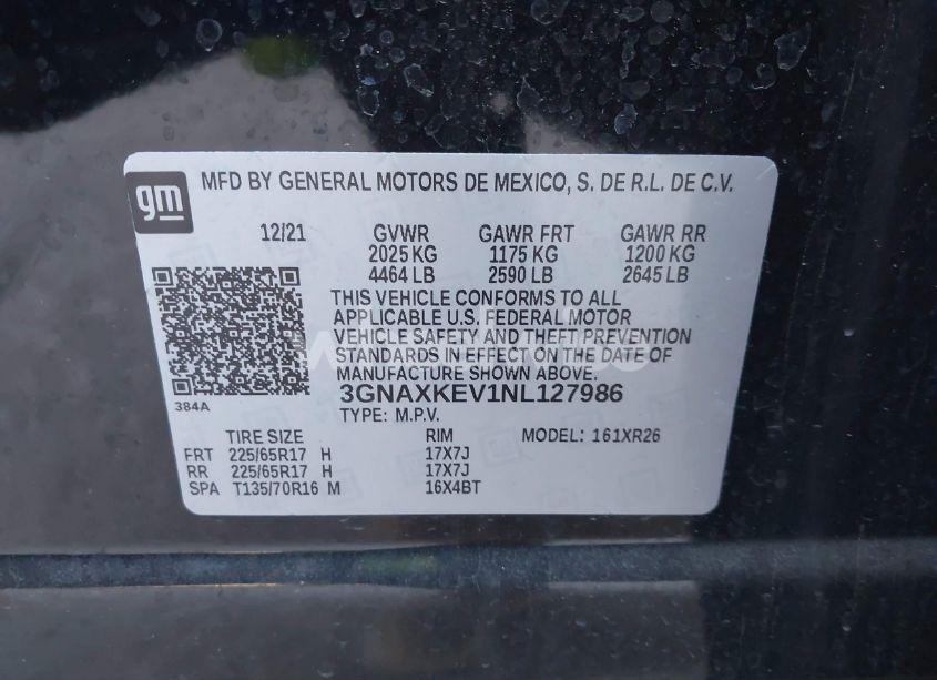 Photo 9 of 2022 Chevrolet Equinox FWD LT (VIN 3GNAXKEV1NL127986)