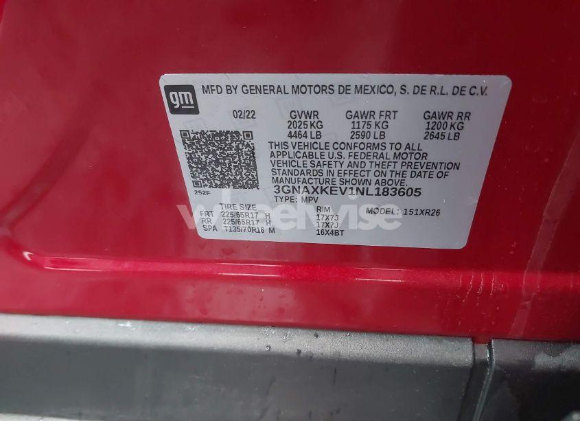 Photo 9 of 2022 Chevrolet Equinox FWD LT (VIN 3GNAXKEV1NL183605)