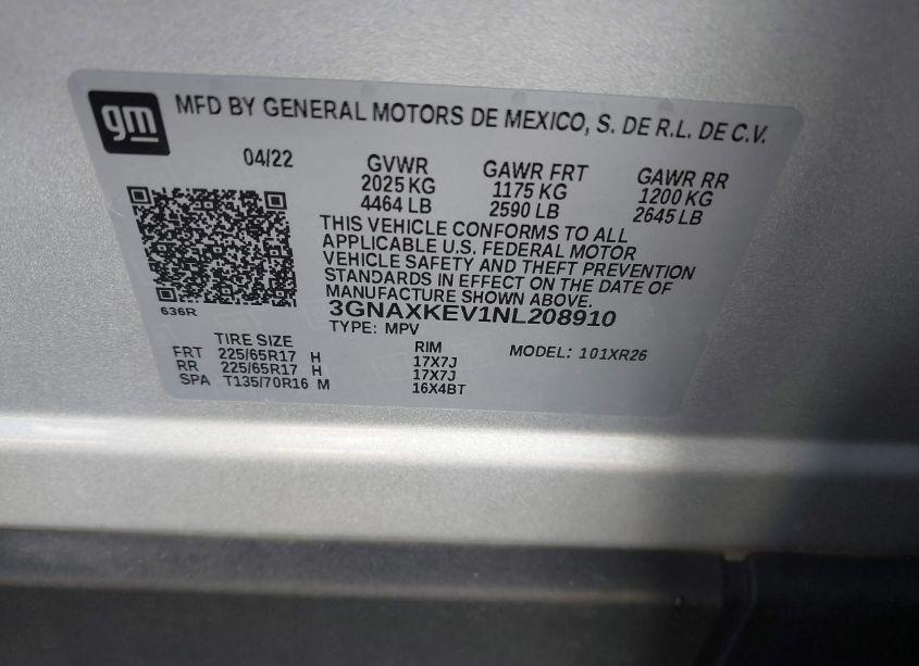 Photo 9 of 2022 Chevrolet Equinox FWD LT (VIN 3GNAXKEV1NL208910)