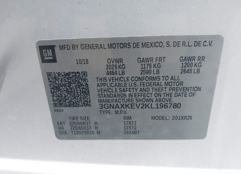 Photo 9 of 2019 Chevrolet Equinox LT (VIN 3GNAXKEV2KL196780)