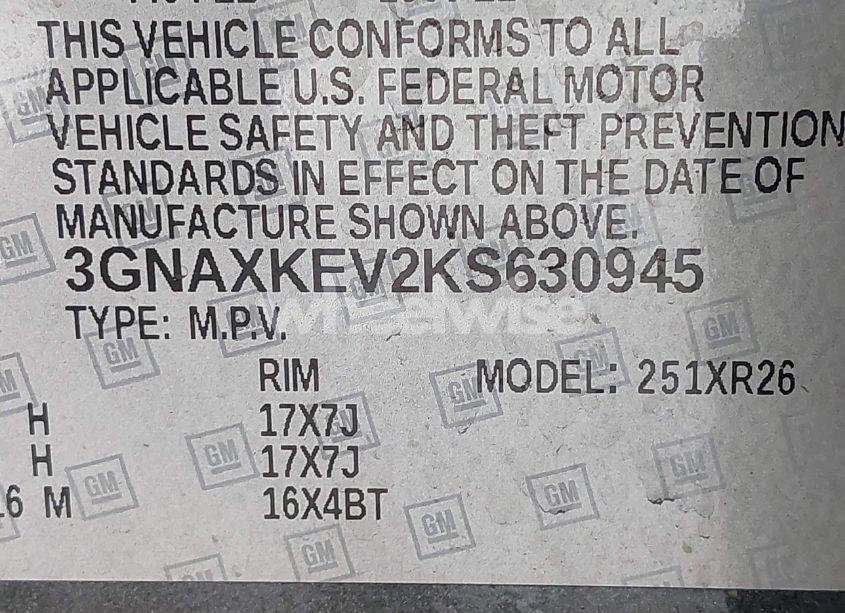 Photo 9 of 2019 Chevrolet Equinox LT (VIN 3GNAXKEV2KS630945)
