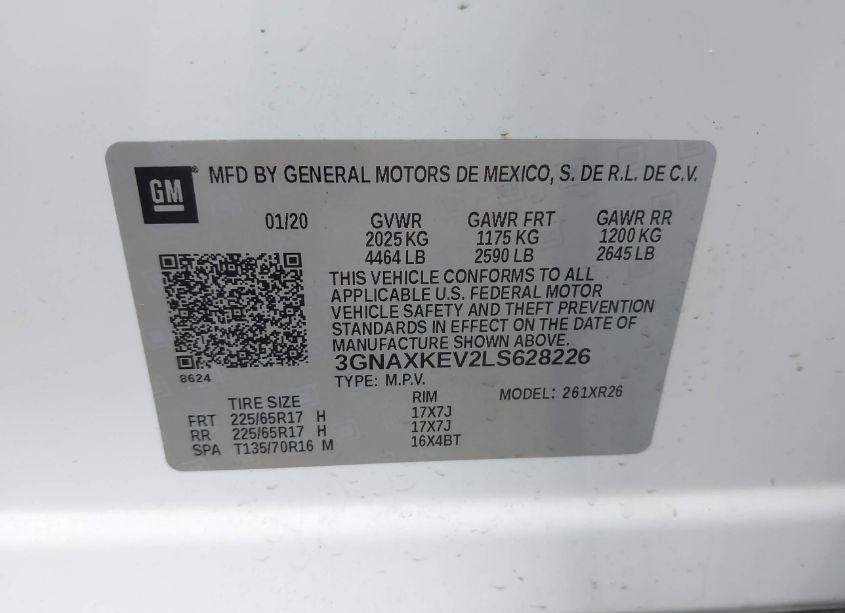 Photo 9 of 2020 Chevrolet Equinox FWD LT 1.5L TURBO (VIN 3GNAXKEV2LS628226)