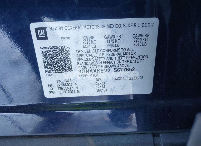 Photo 9 of 2020 Chevrolet Equinox FWD LT 1.5L TURBO (VIN 3GNAXKEV2LS677653)