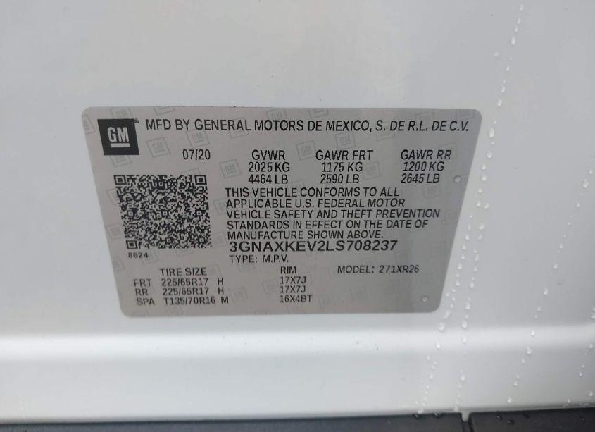 Photo 9 of 2020 Chevrolet Equinox FWD LT 1.5L TURBO (VIN 3GNAXKEV2LS708237)