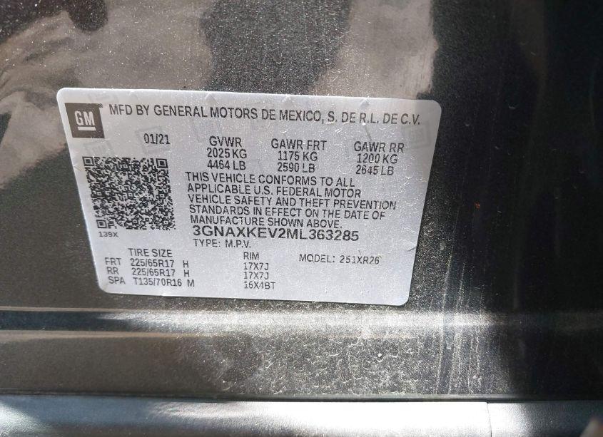 Photo 9 of 2021 Chevrolet Equinox FWD LT (VIN 3GNAXKEV2ML363285)