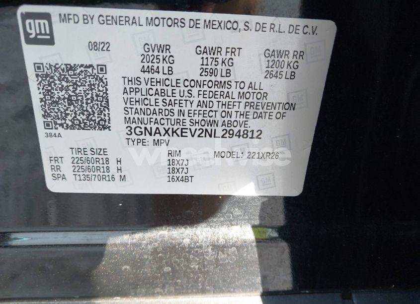 Photo 9 of 2022 Chevrolet Equinox FWD LT (VIN 3GNAXKEV2NL294812)