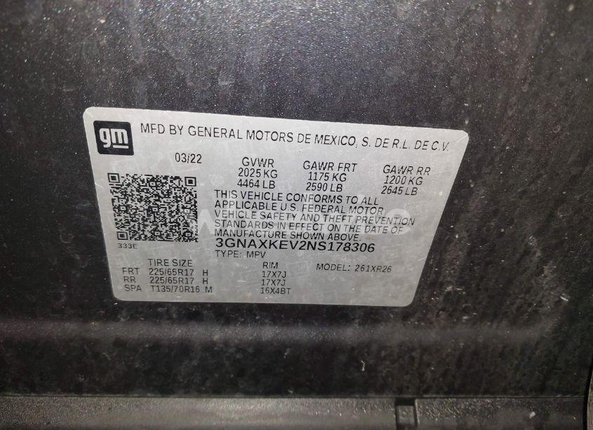 Photo 9 of 2022 Chevrolet Equinox FWD LT (VIN 3GNAXKEV2NS178306)