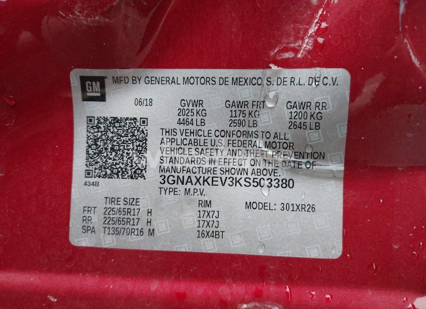 Photo 9 of 2019 Chevrolet Equinox LT (VIN 3GNAXKEV3KS503380)