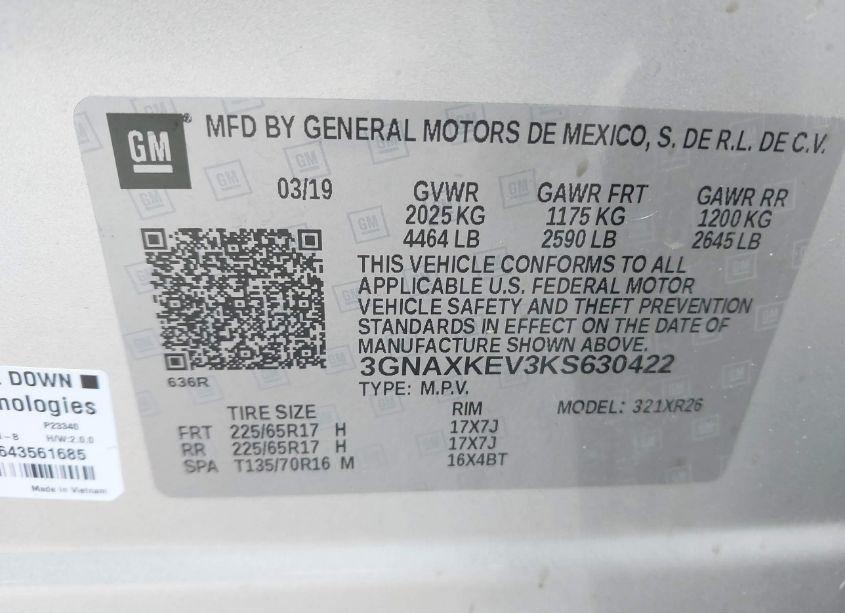 Photo 9 of 2019 Chevrolet Equinox LT (VIN 3GNAXKEV3KS630422)