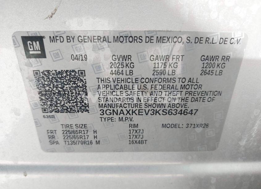 Photo 9 of 2019 Chevrolet Equinox LT (VIN 3GNAXKEV3KS634647)