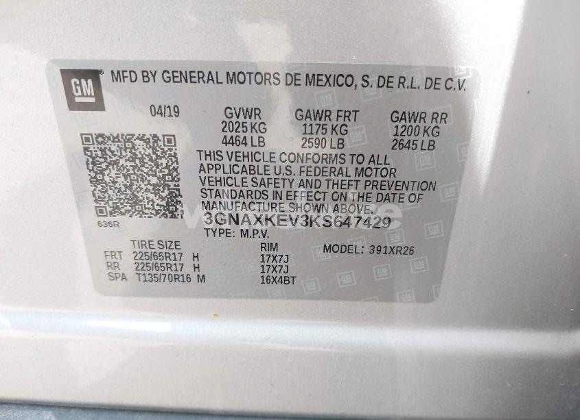 Photo 9 of 2019 Chevrolet Equinox LT (VIN 3GNAXKEV3KS647429)