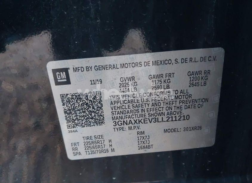 Photo 9 of 2020 Chevrolet Equinox FWD LT 1.5L TURBO (VIN 3GNAXKEV3LL211210)