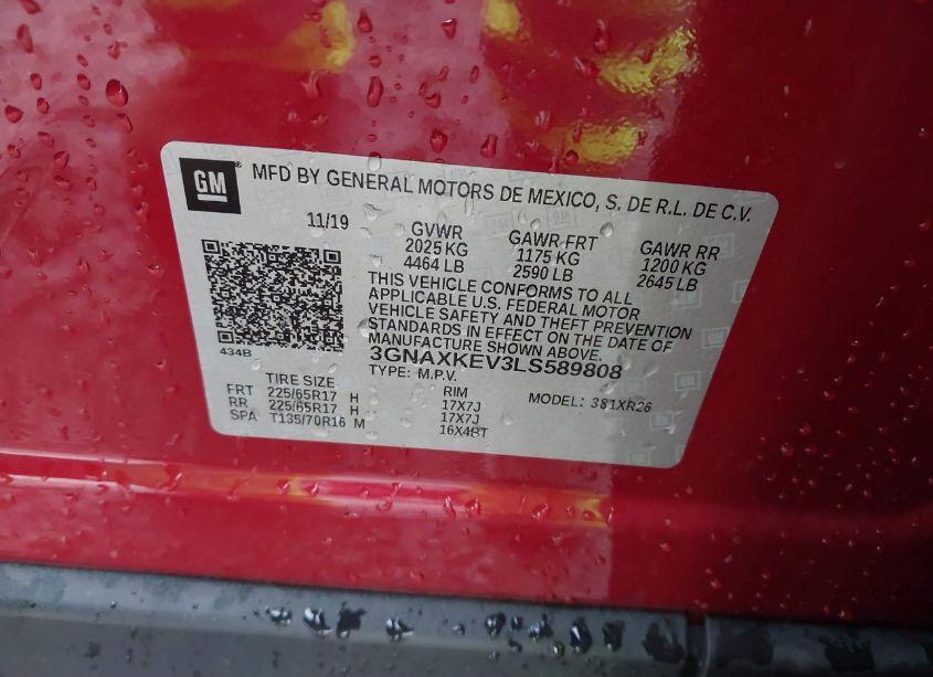 Photo 9 of 2020 Chevrolet Equinox FWD LT 1.5L TURBO (VIN 3GNAXKEV3LS589808)