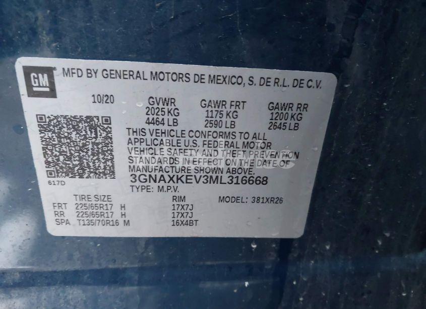 Photo 9 of 2021 Chevrolet Equinox FWD LT (VIN 3GNAXKEV3ML316668)