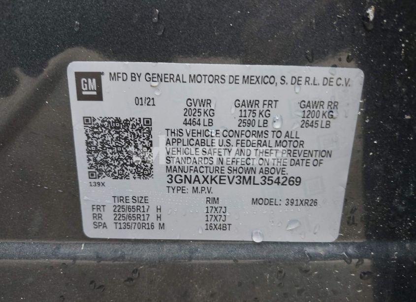 Photo 9 of 2021 Chevrolet Equinox FWD LT (VIN 3GNAXKEV3ML354269)