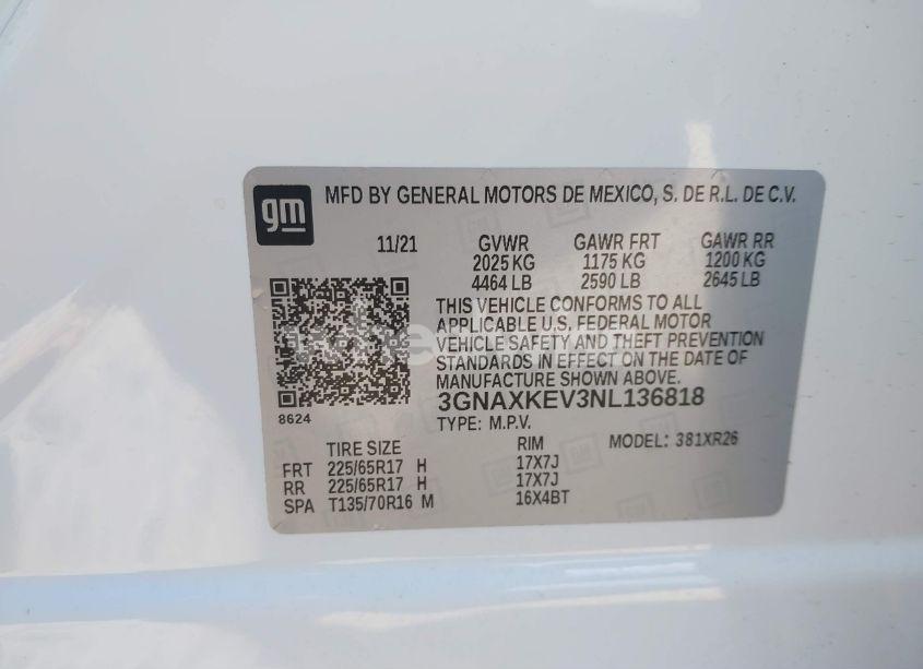 Photo 9 of 2022 Chevrolet Equinox FWD LT (VIN 3GNAXKEV3NL136818)