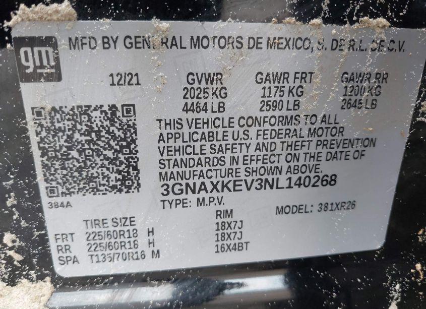 Photo 9 of 2022 Chevrolet Equinox FWD LT (VIN 3GNAXKEV3NL140268)