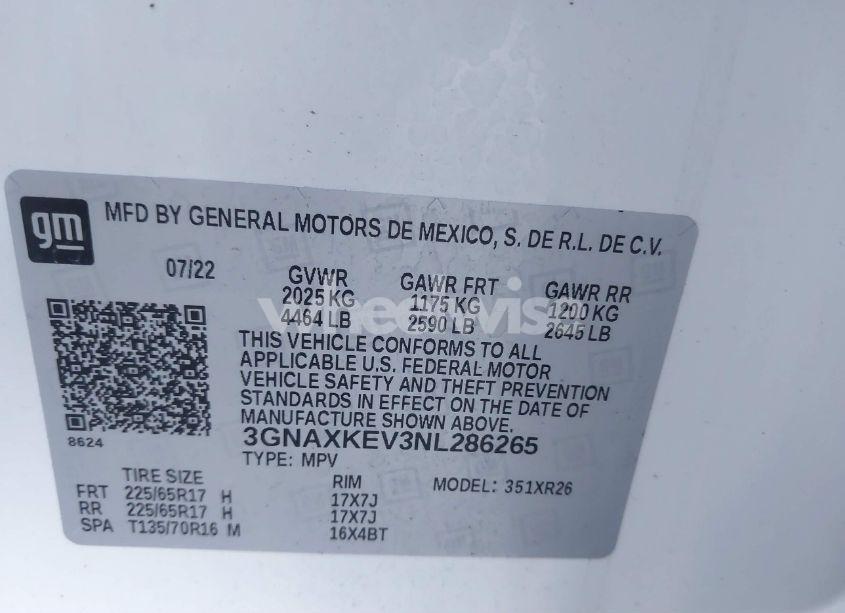 Photo 9 of 2022 Chevrolet Equinox FWD LT (VIN 3GNAXKEV3NL286265)