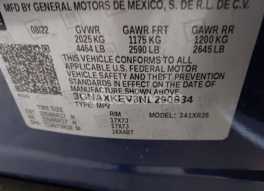 Photo 9 of 2022 Chevrolet Equinox FWD LT (VIN 3GNAXKEV3NL290834)