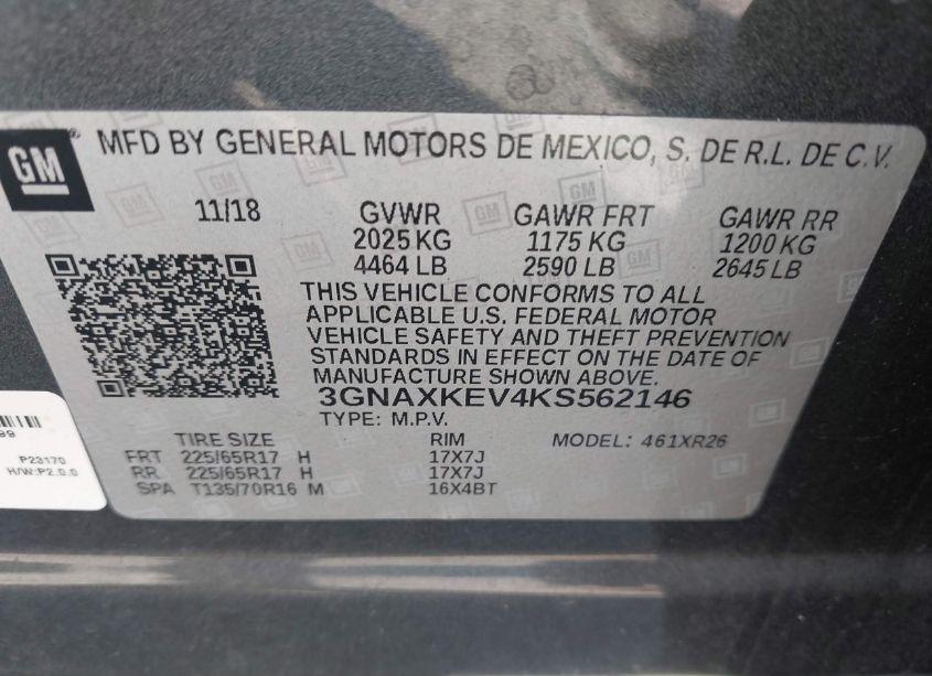 Photo 9 of 2019 Chevrolet Equinox LT (VIN 3GNAXKEV4KS562146)